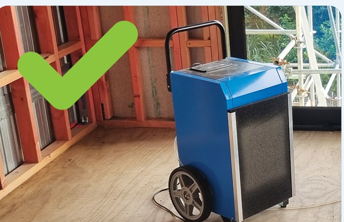 Pro Dry dehumidifier safely running on a building site
