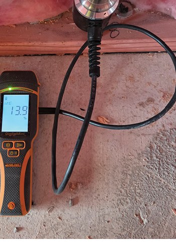 Moisture testing of timber framing before pre-line inspection
